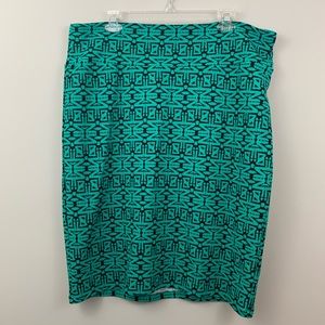 LulaRoe Cassie skirt- green black print